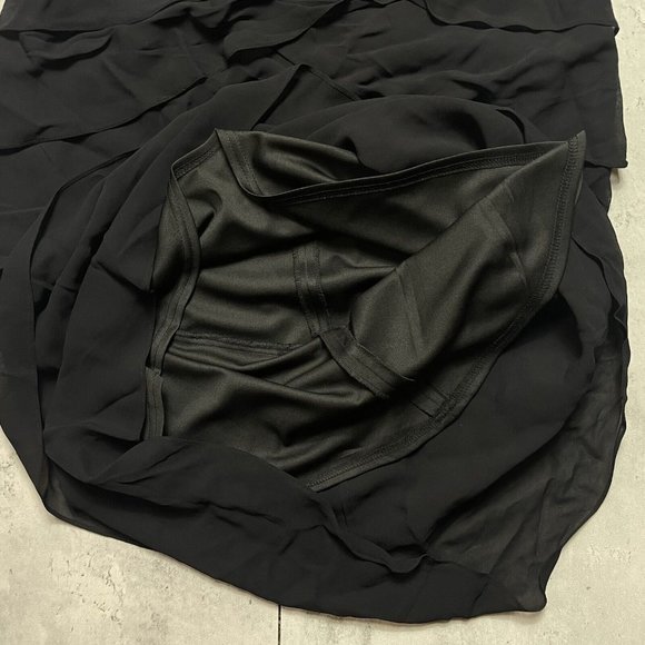 TADASHI Collection Size 6 Black Ruffle Pleated Silk Chiffon Formal Event Dress - Picture 2 of 9